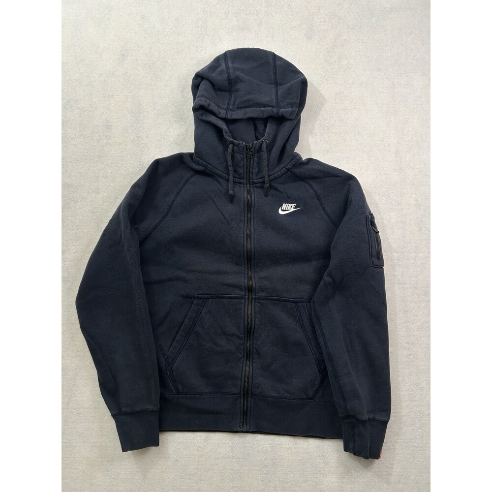 Y2K Nike AW77 Full Zip Hoodie Mens Medium Boxy Cropped Sun Faded Blue Streetwear